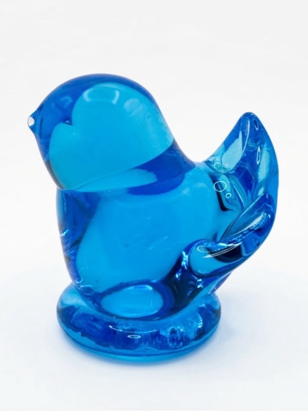 Vintage Leo Ward 1992 Bluebird of Happiness Art Glass Figurine Signed